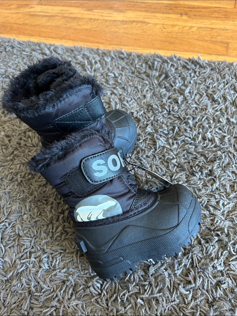 NWT Unisex Sorel Snow Commander Waterproof Insulated Kids’ Black Boots Size 5